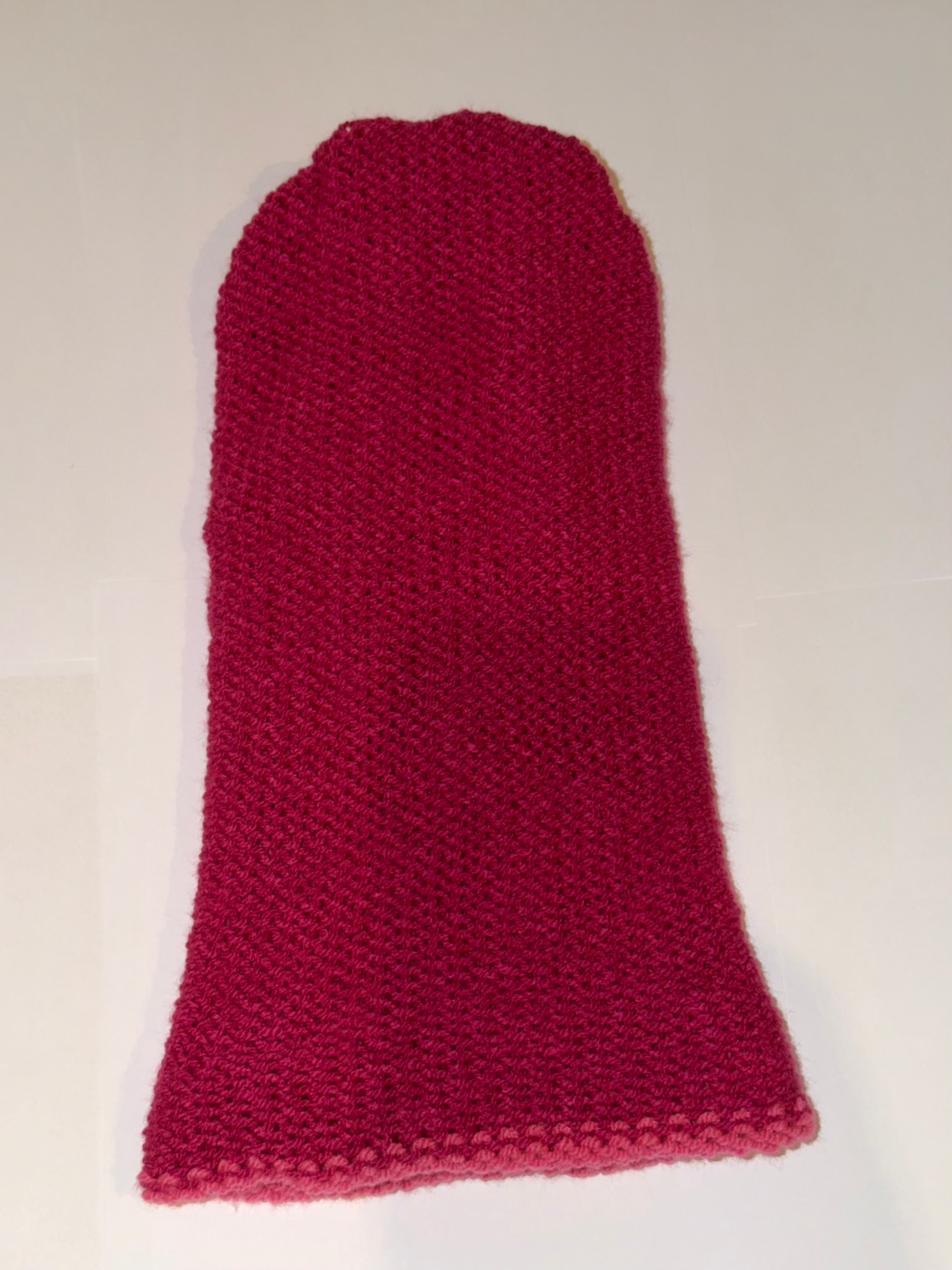 Handmade reversible wooly Beanie Hot Pink and Magenta