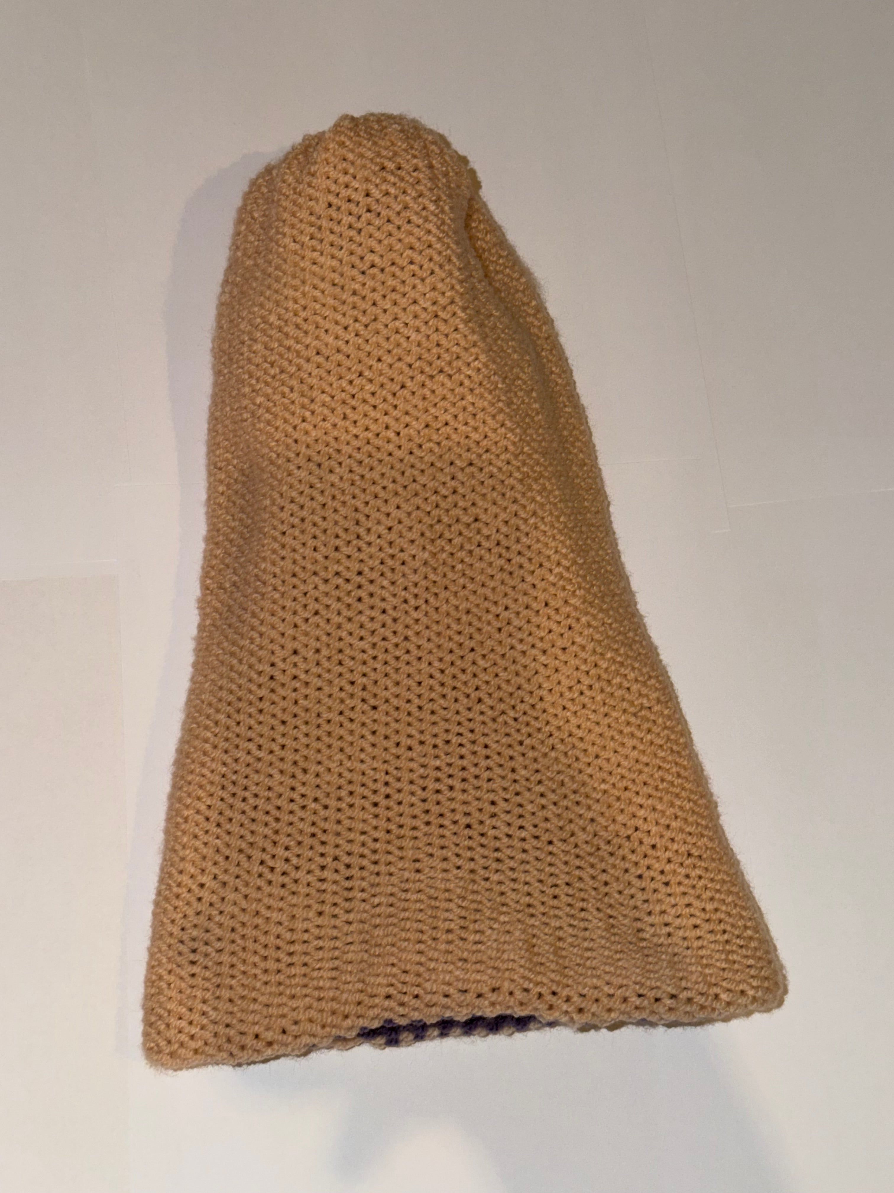 Handmade reversible wooly Beanie Dark Liliac and Cool Vanilla