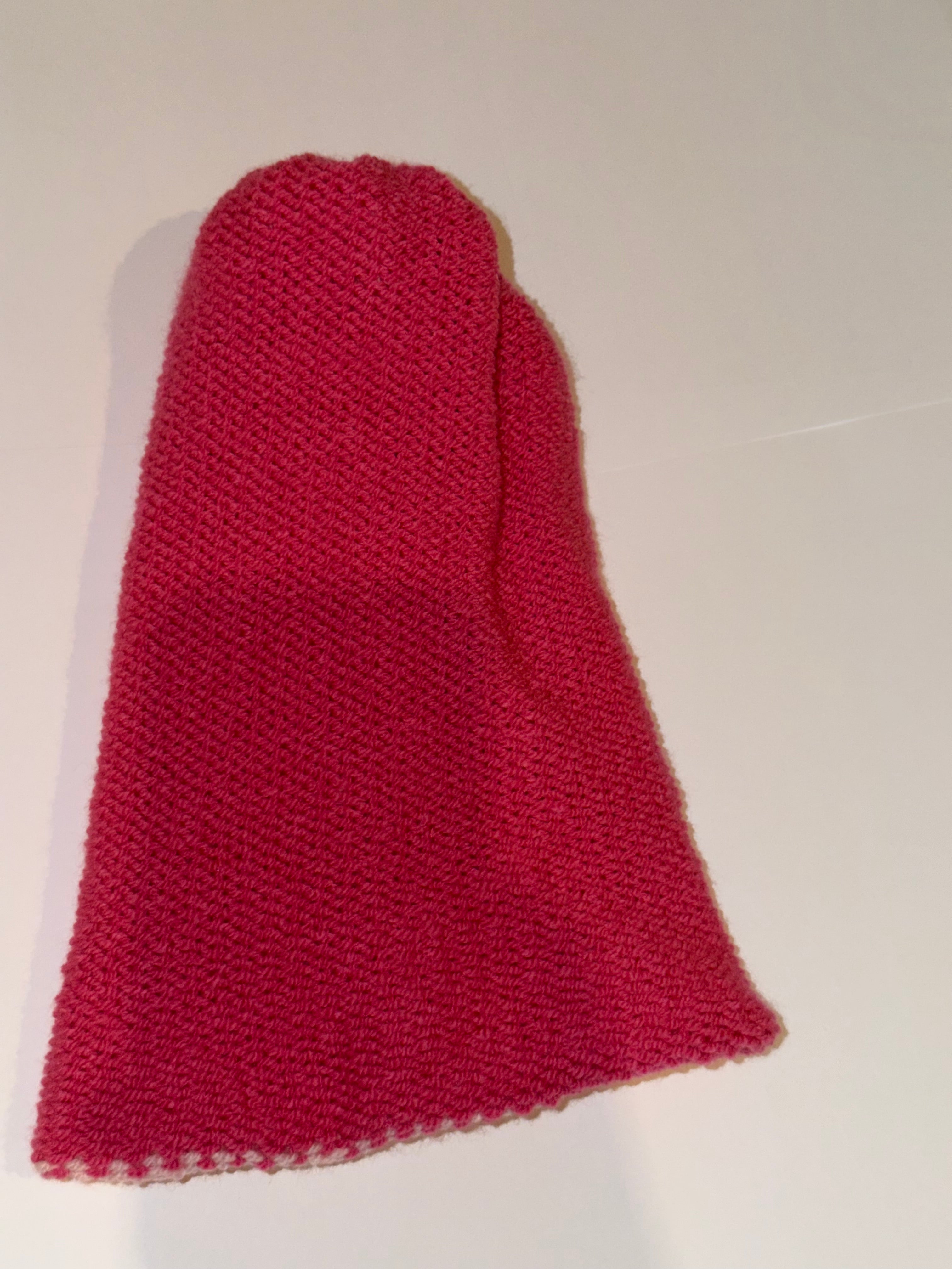 Handmade reversible wooly Beanie Hot Pink and Light Pink