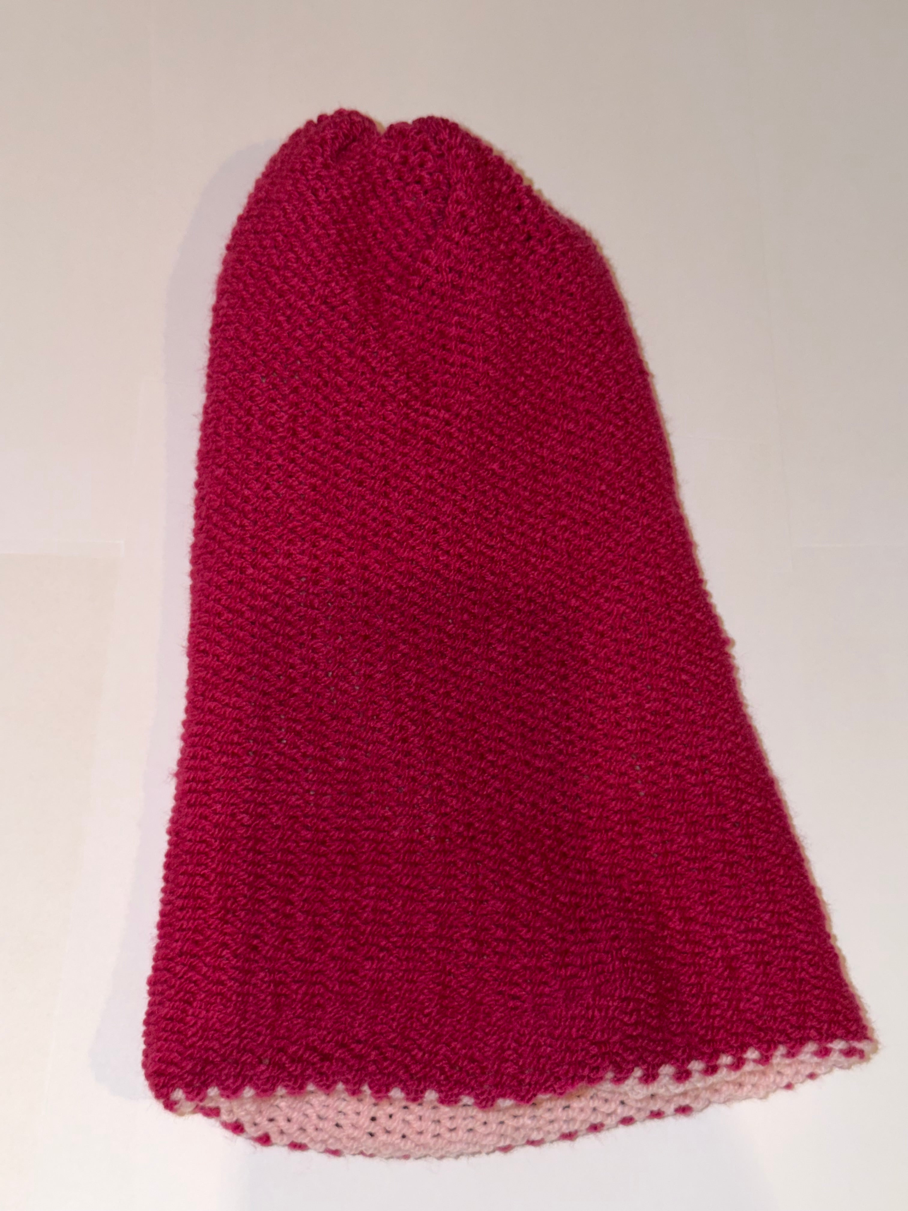 Handmade reversible wooly Beanie Hot Pink and Soft Pink
