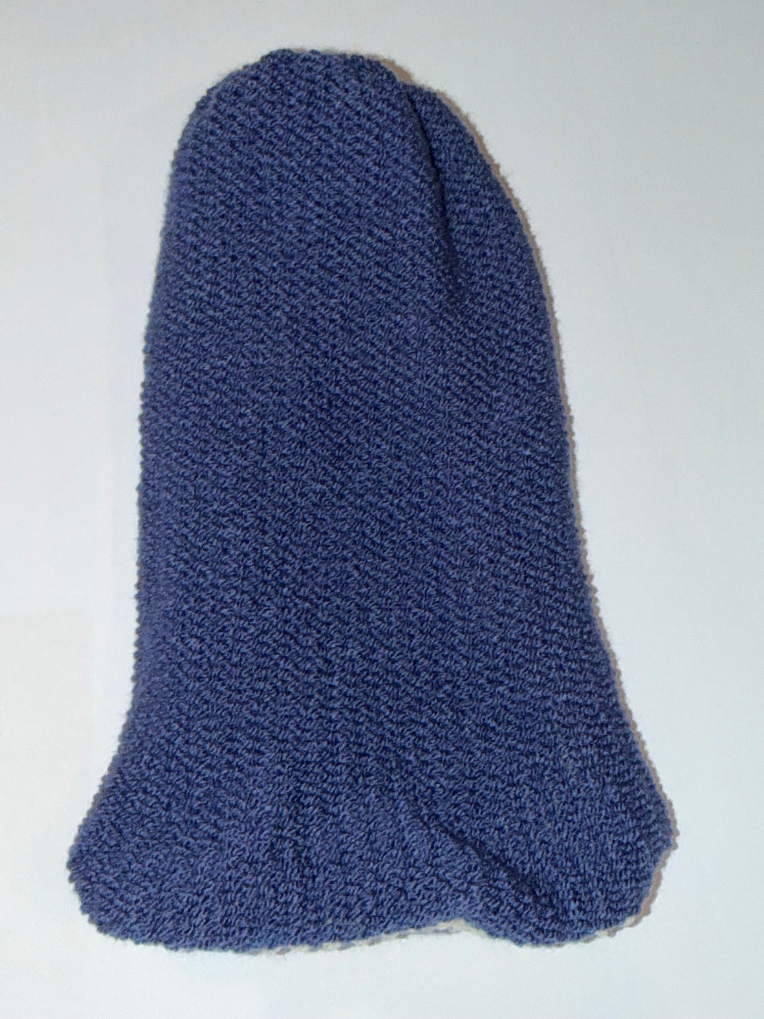 Handmade reversible wooly Beanie Cream and Denim