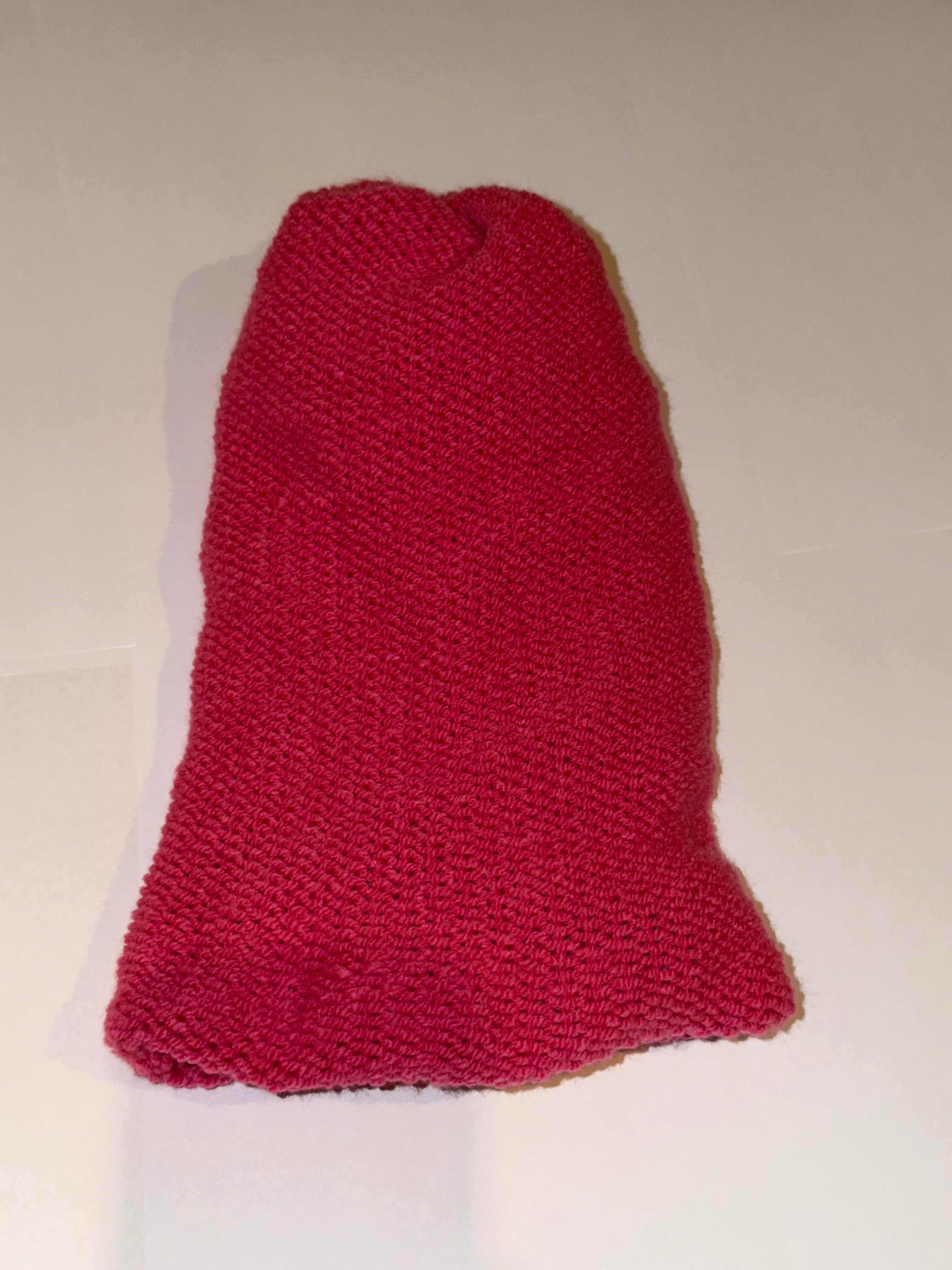 Handmade reversible wooly Beanie Soft Blue and Light Pink