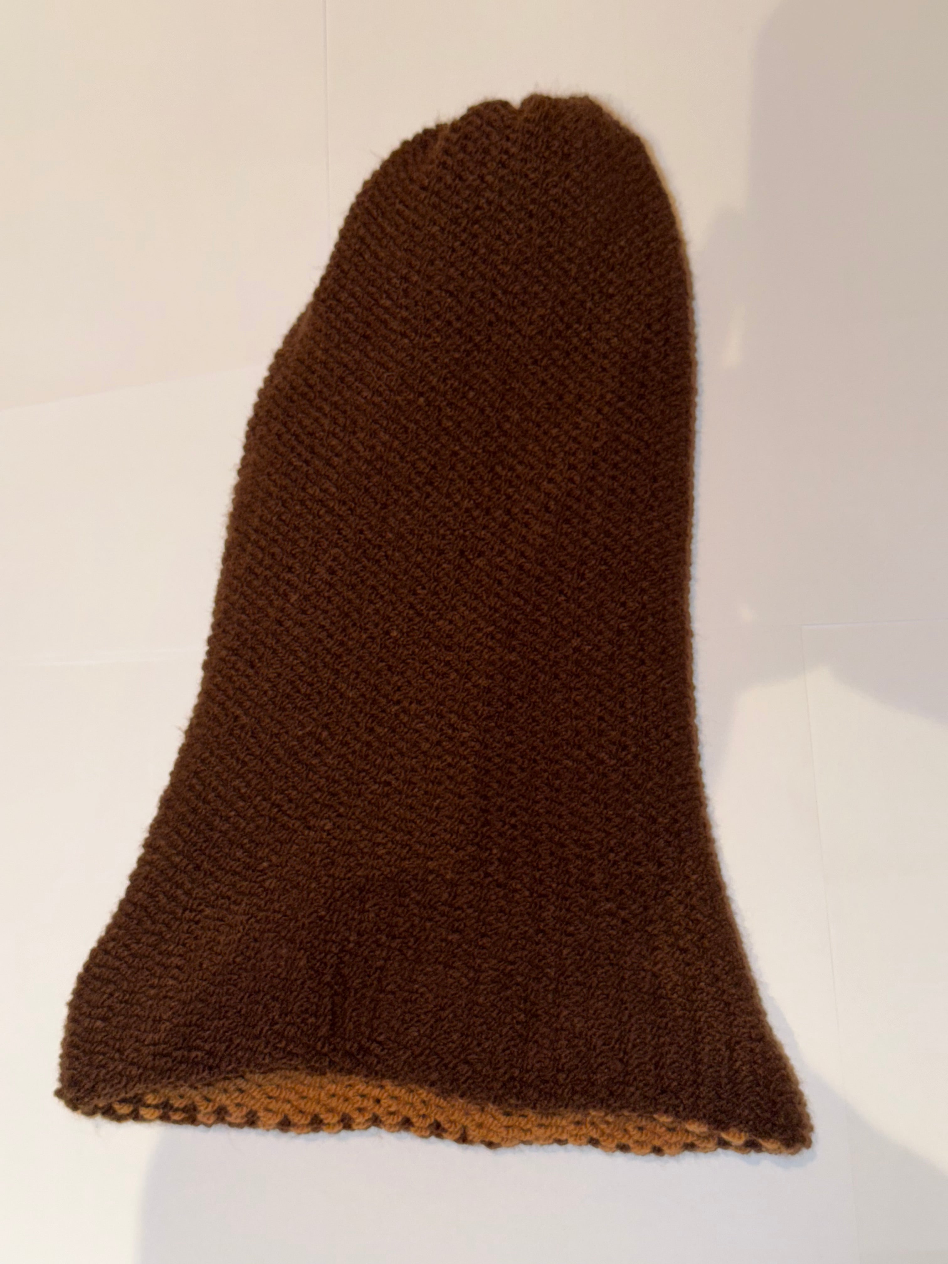 Handmade reversible wooly Beanie Brown and Mid Brown