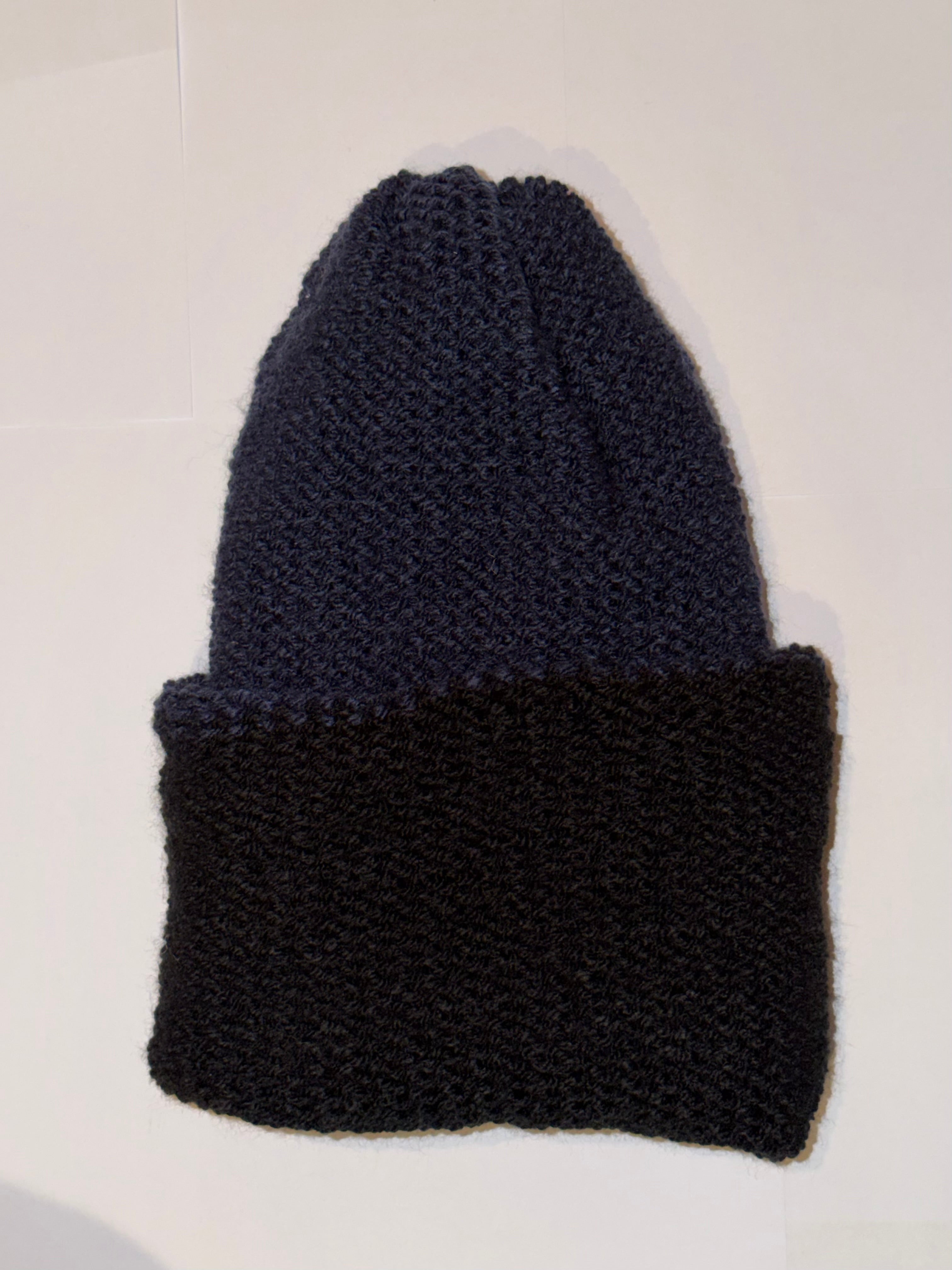 Handmade reversible wooly Beanie Navy and Black