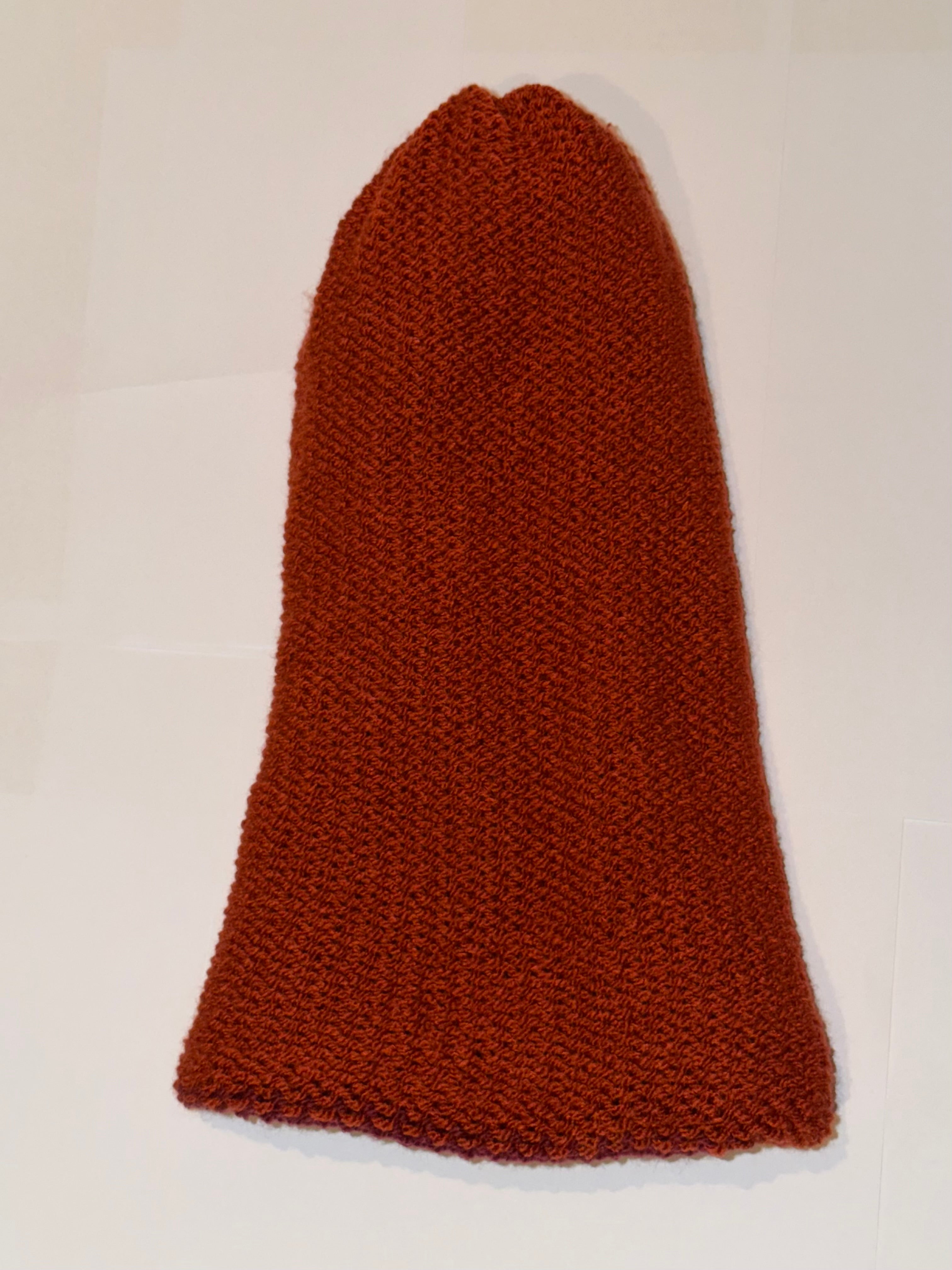 Handmade reversible wooly Beanie Plum and Fox Rust