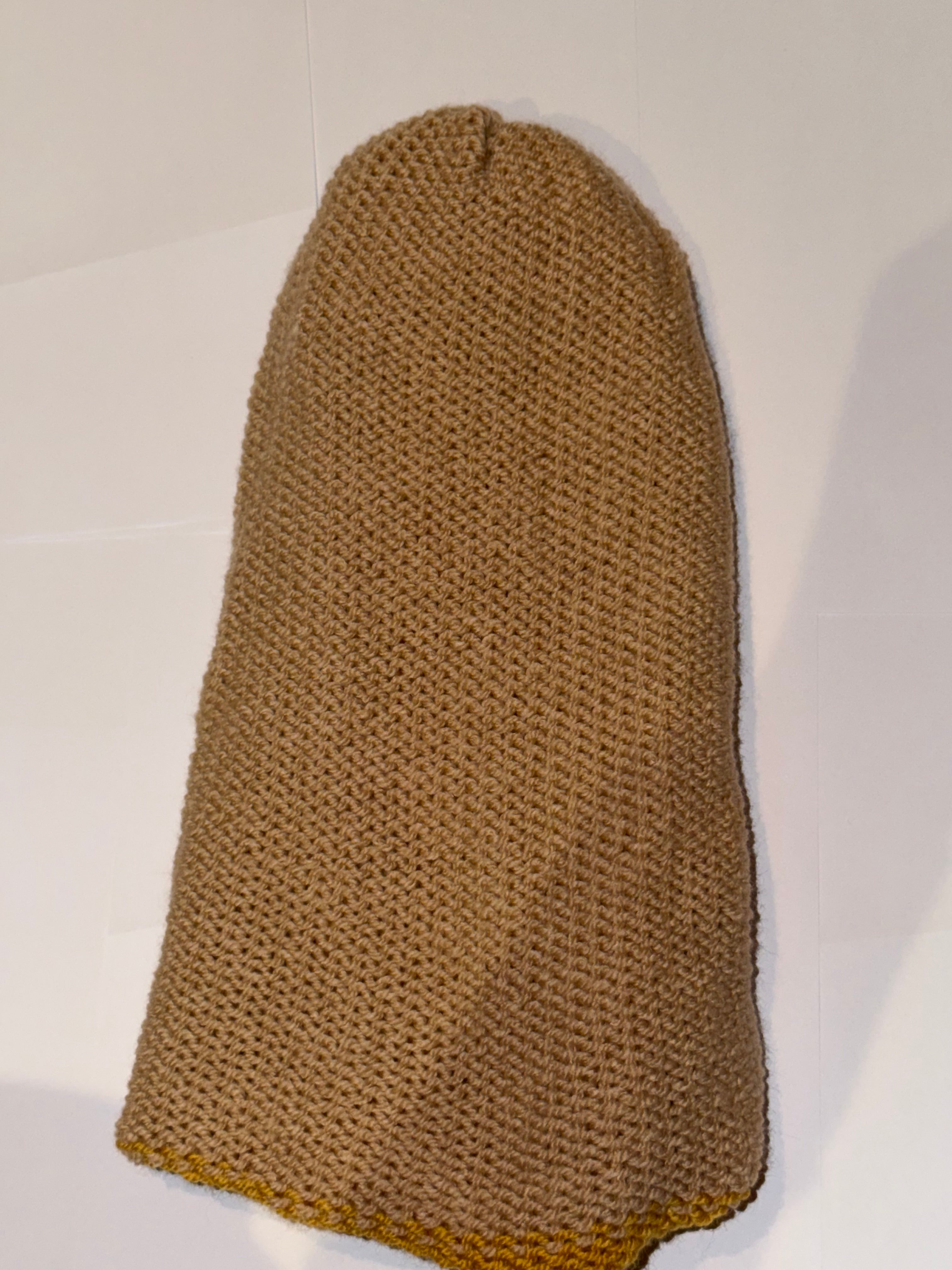 Handmade reversible wooly Beanie Gold and Honey