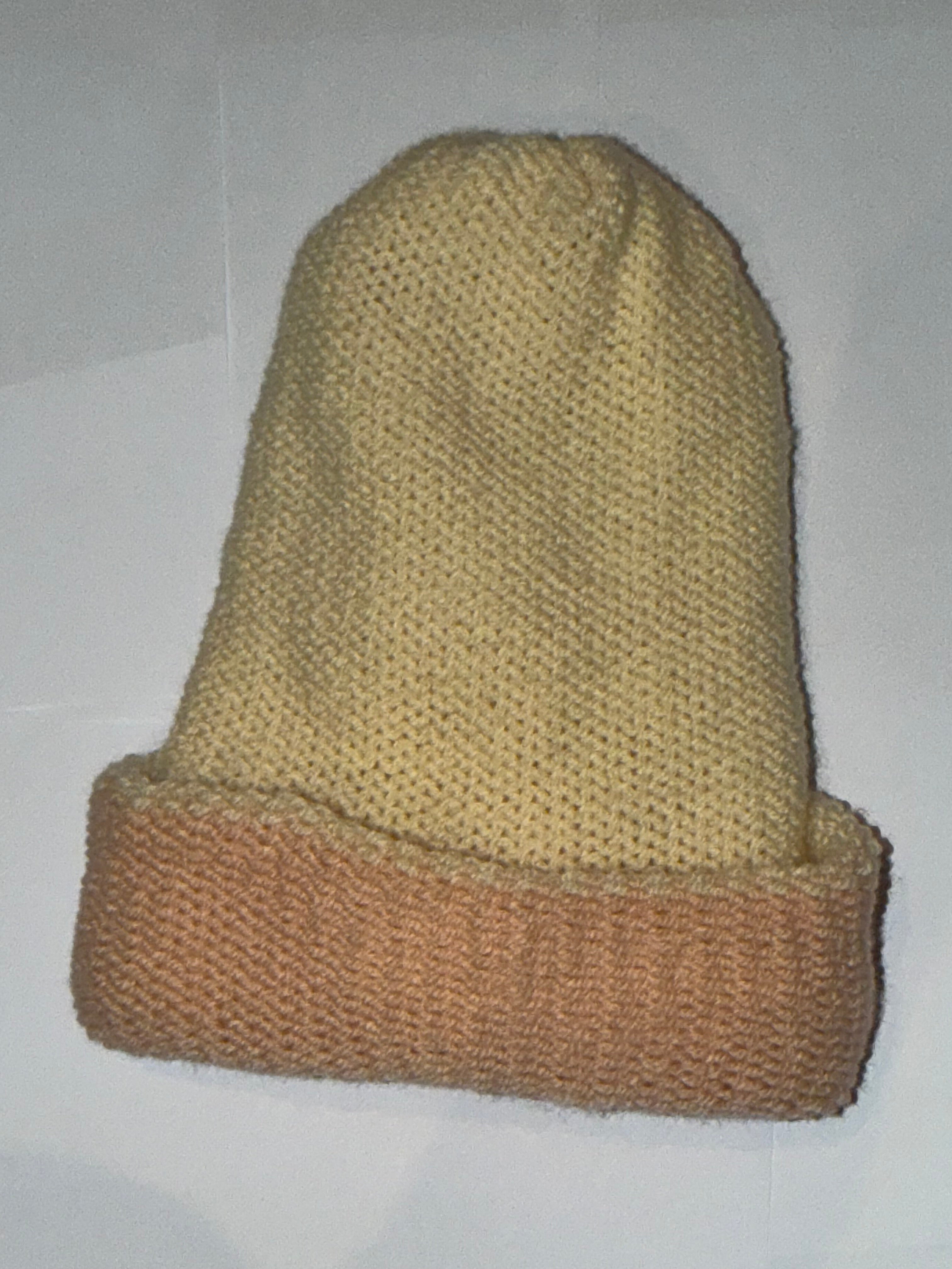 Handmade reversible wooly Beanie Cream and Cool Vanilla