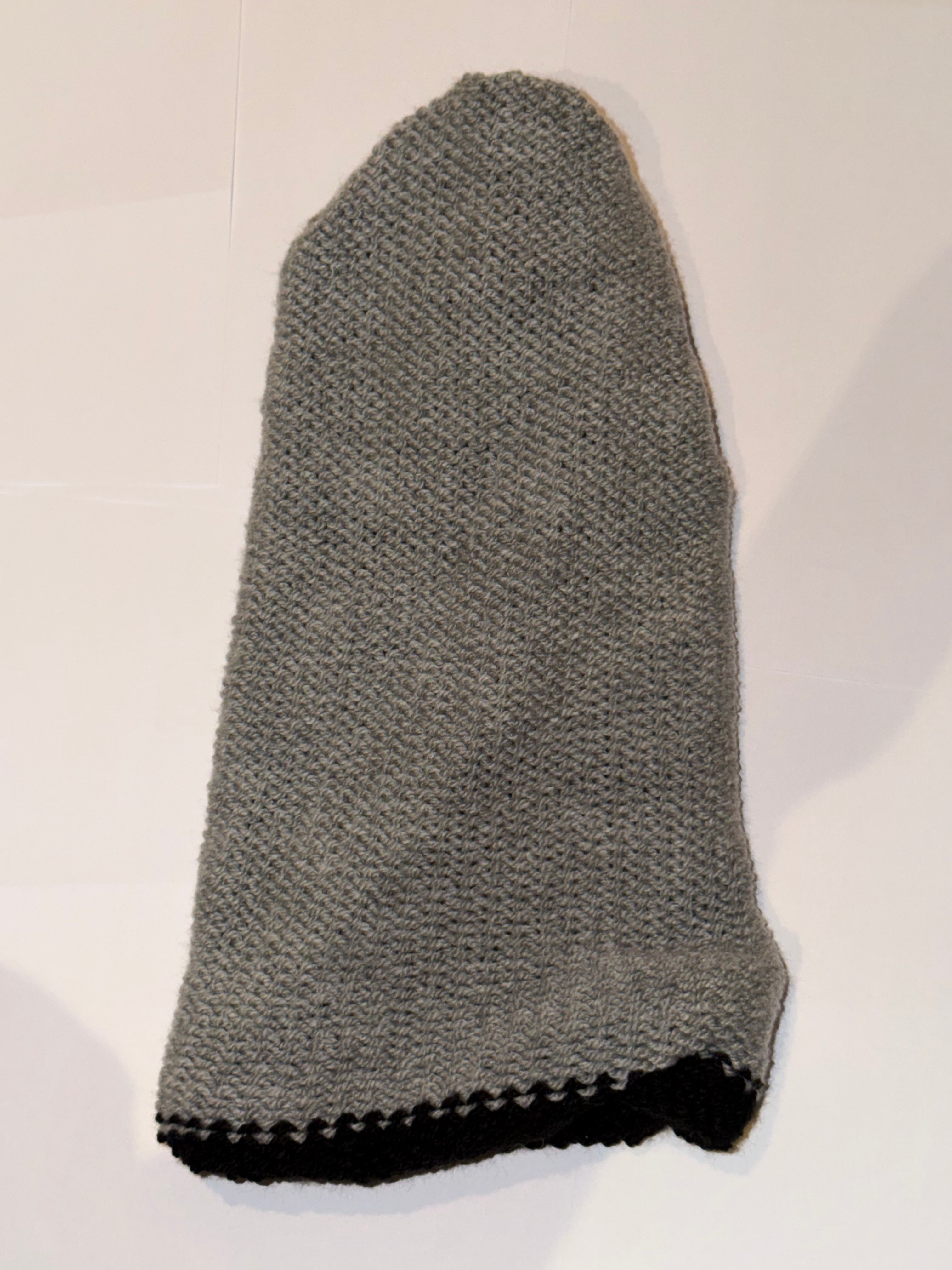Handmade reversible wooly Beanie Grey and Black