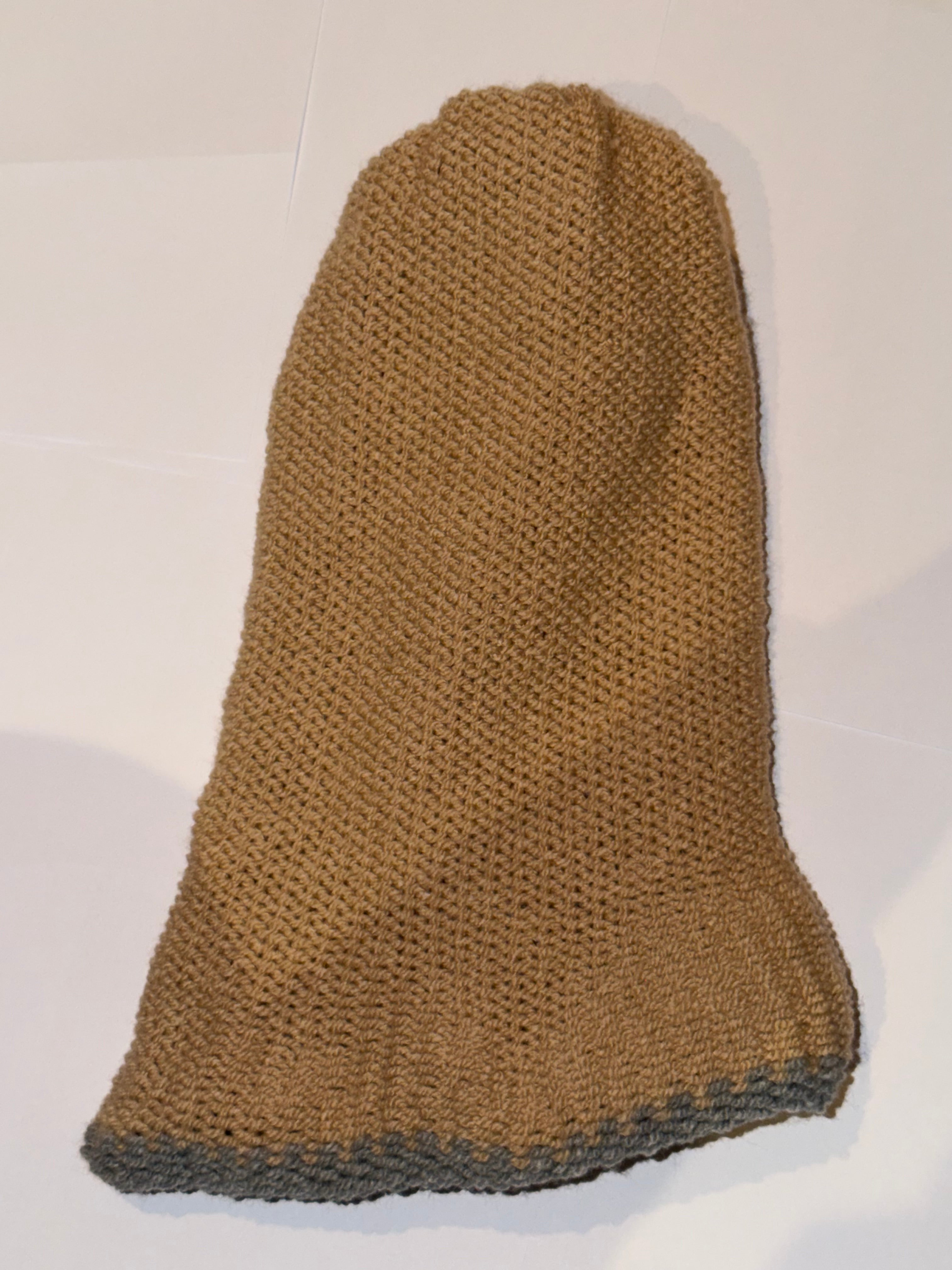 Handmade reversible wooly Beanie Grey and Honey