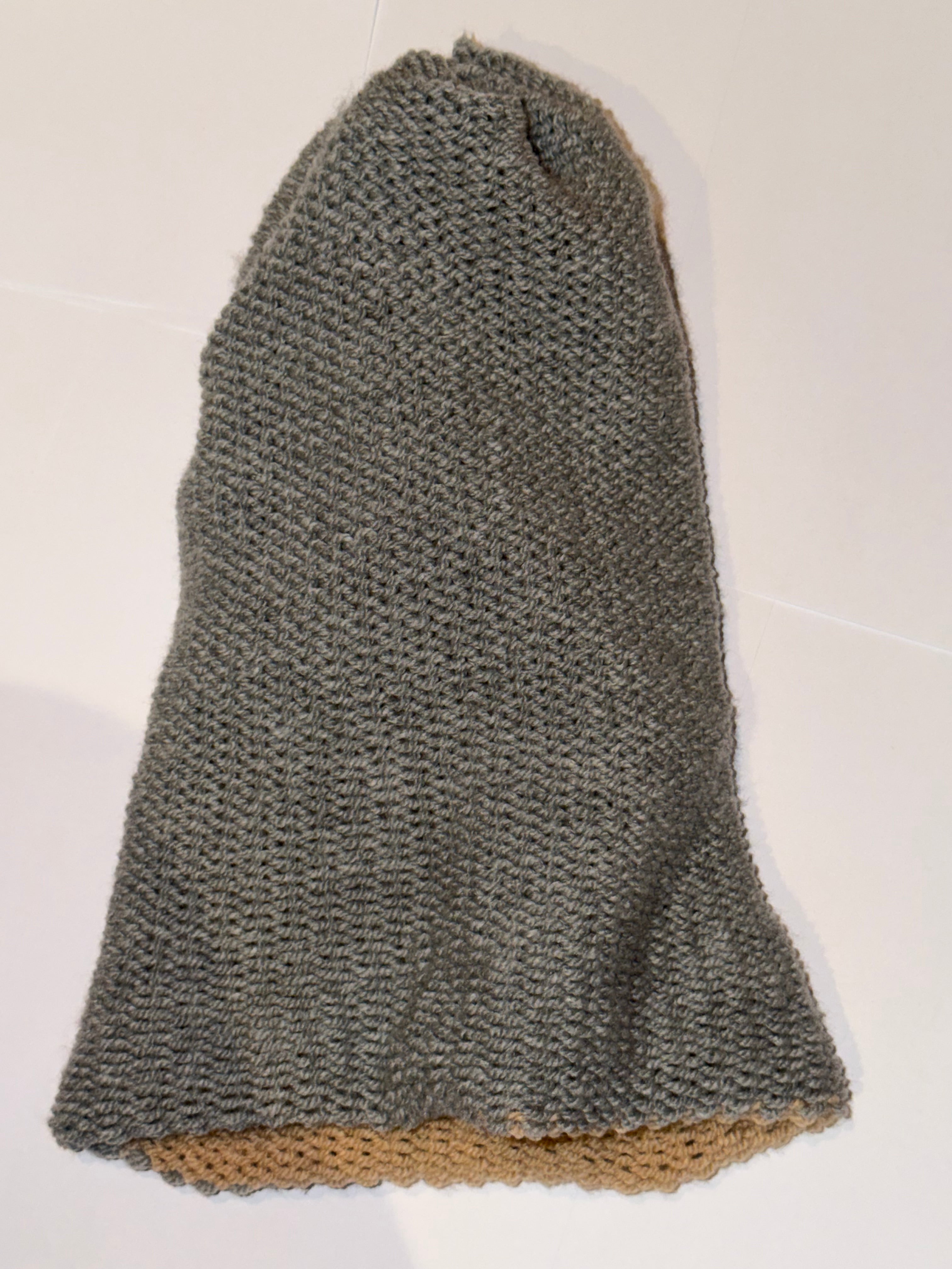 Handmade reversible wooly Beanie Grey and Honey