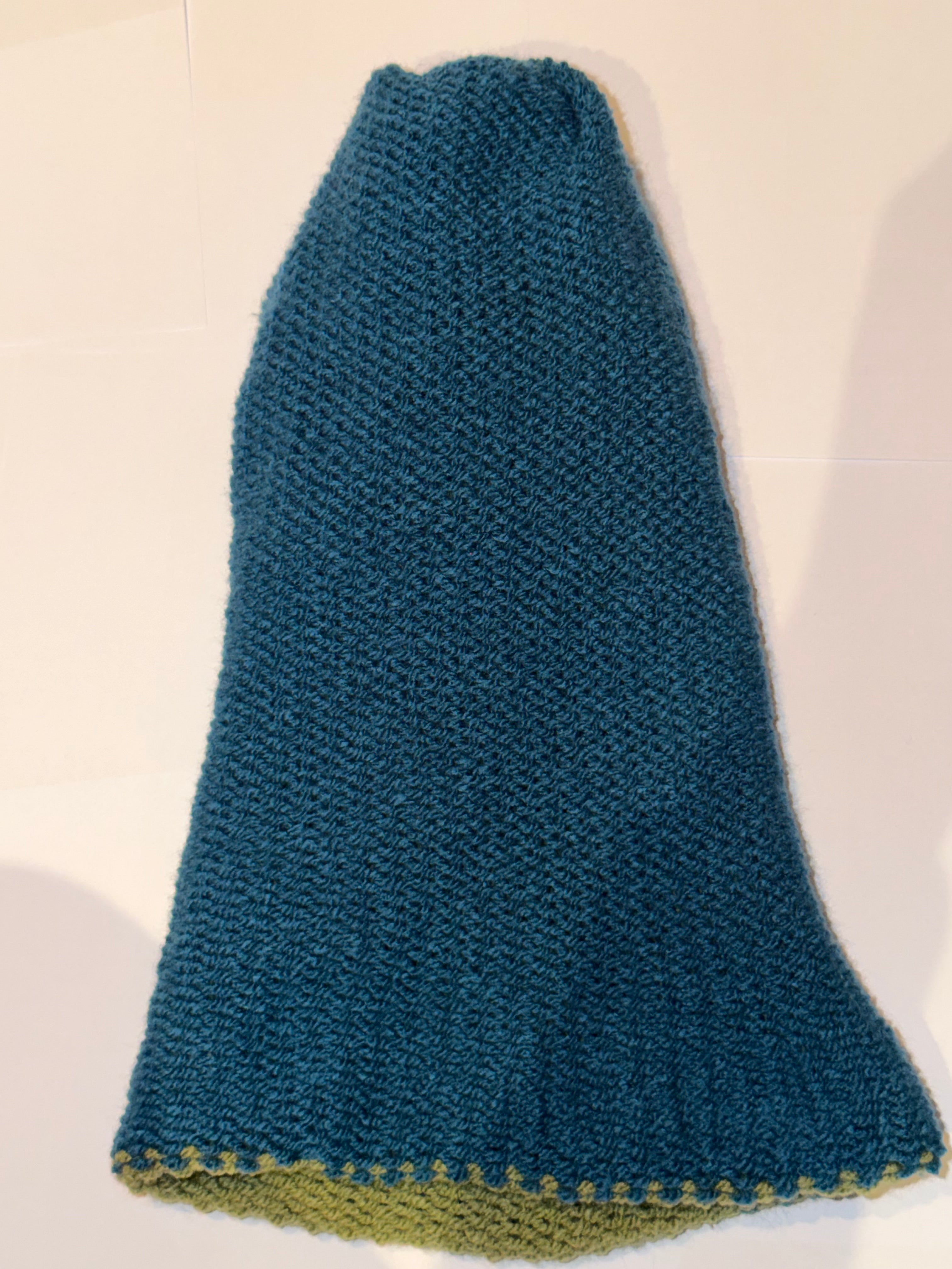 Handmade reversible wooly Beanie Petrol and Sage Green