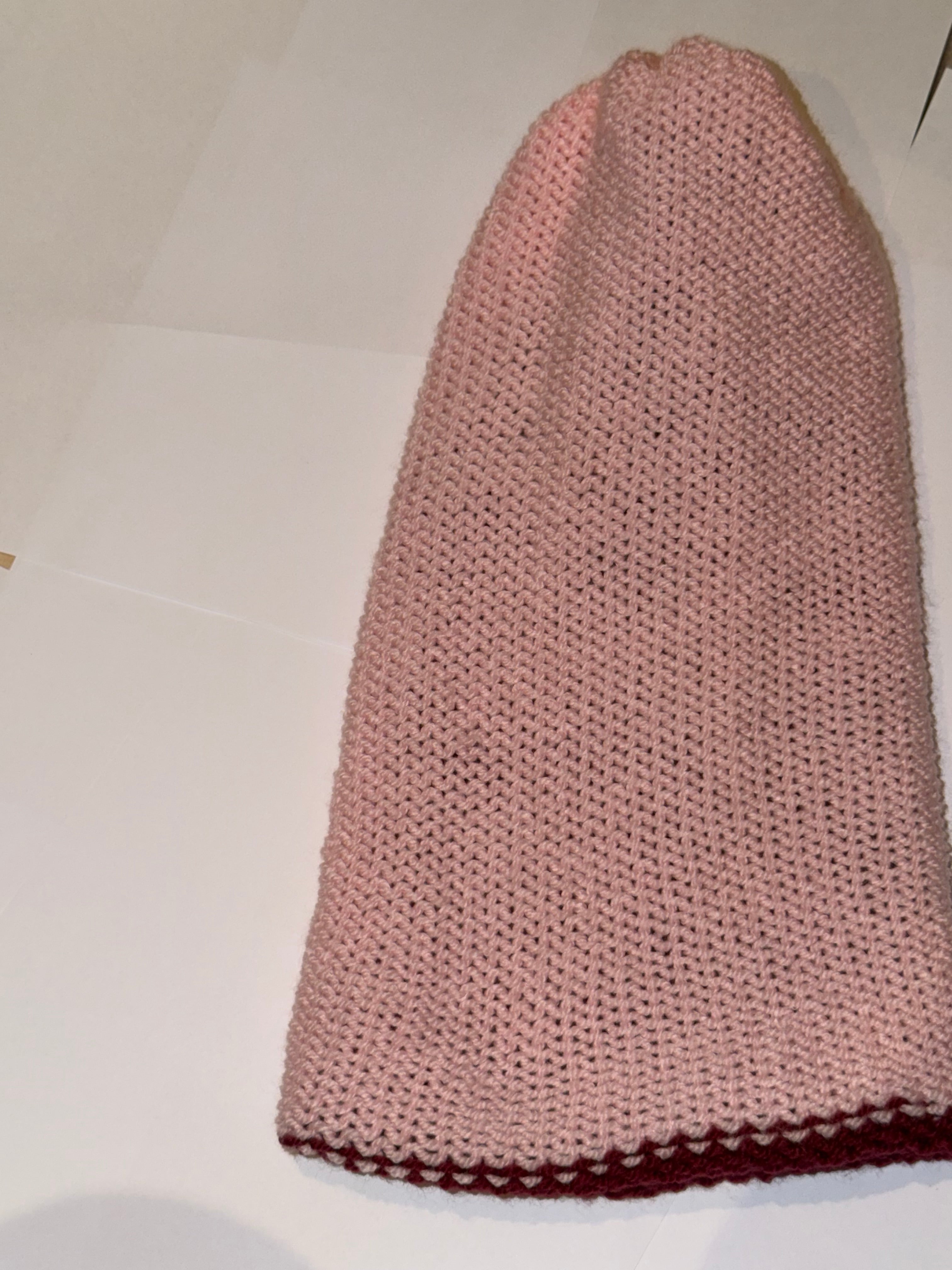 Handmade reversible wooly Beanie Plum and Light Pink