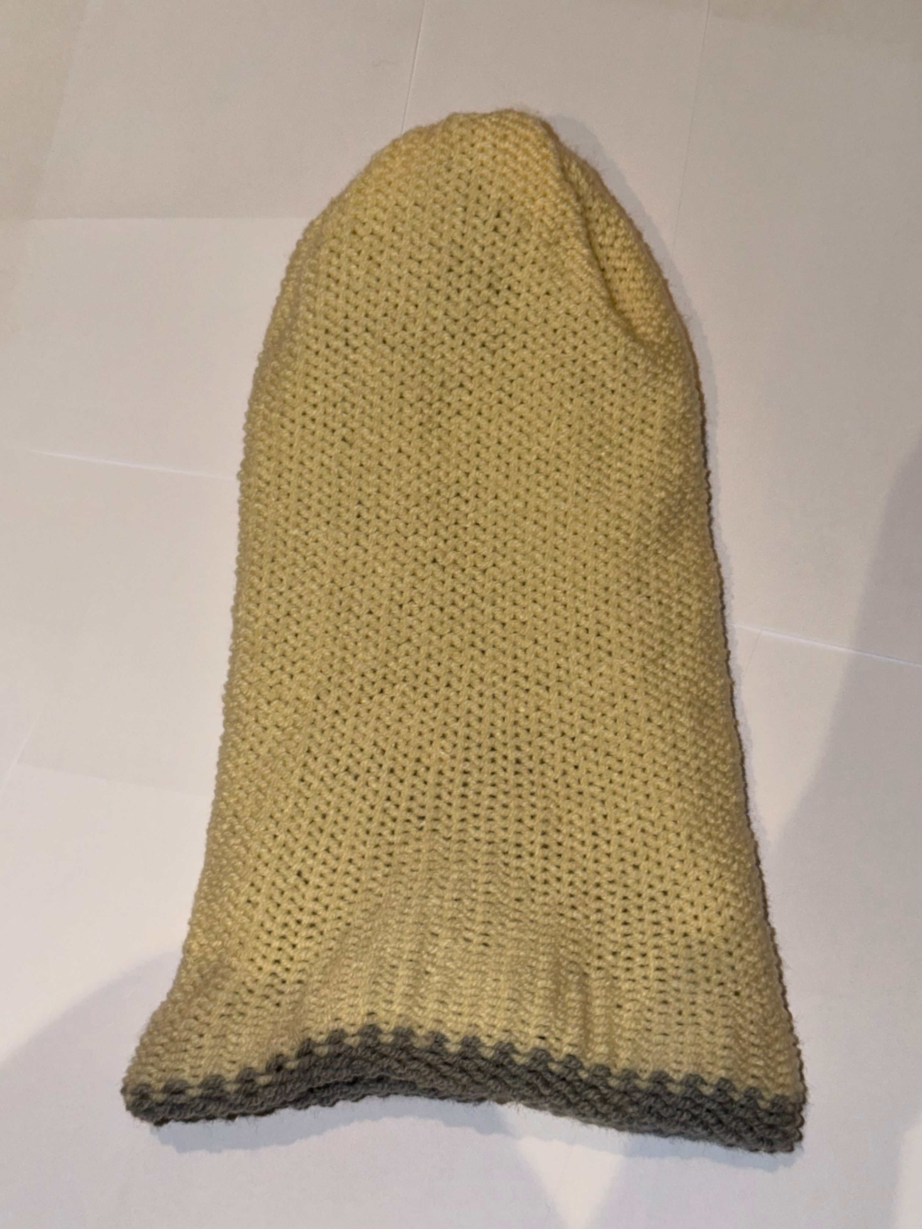 Handmade reversible wooly Beanie Grey and Cream