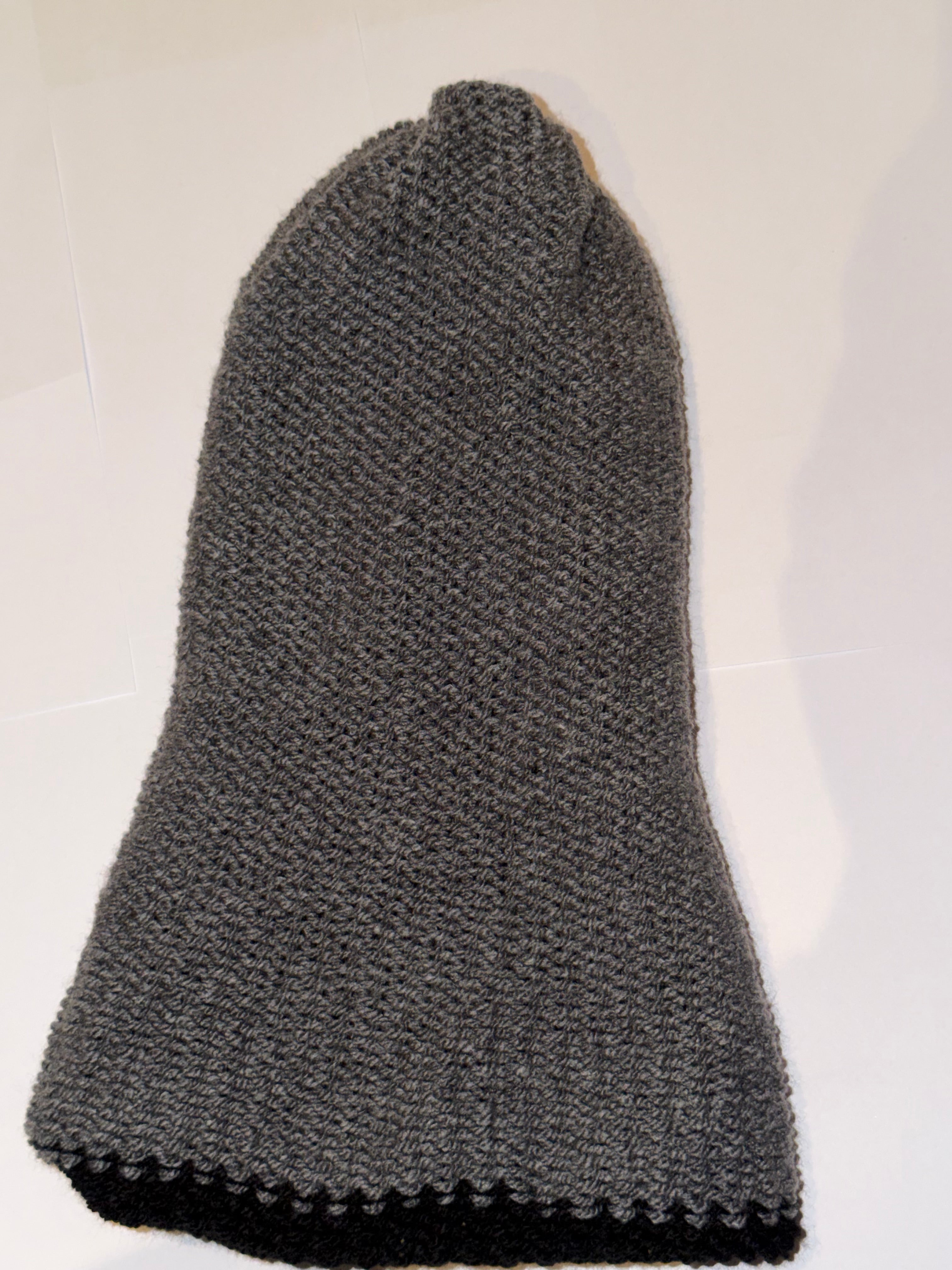 Handmade reversible wooly Beanie Dark Grey and Black