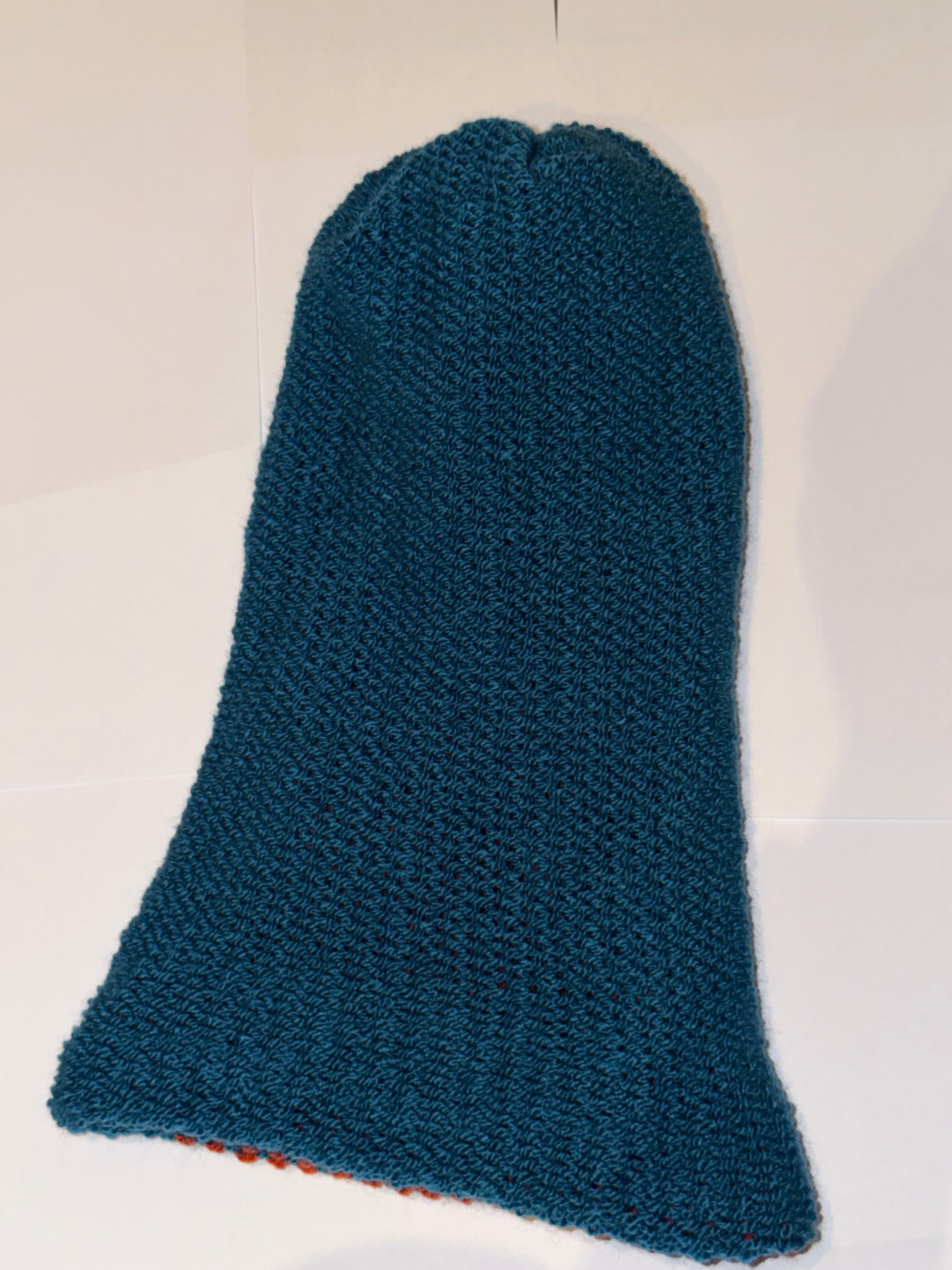 Handmade reversible wooly Beanie Fox Rust and Petrol