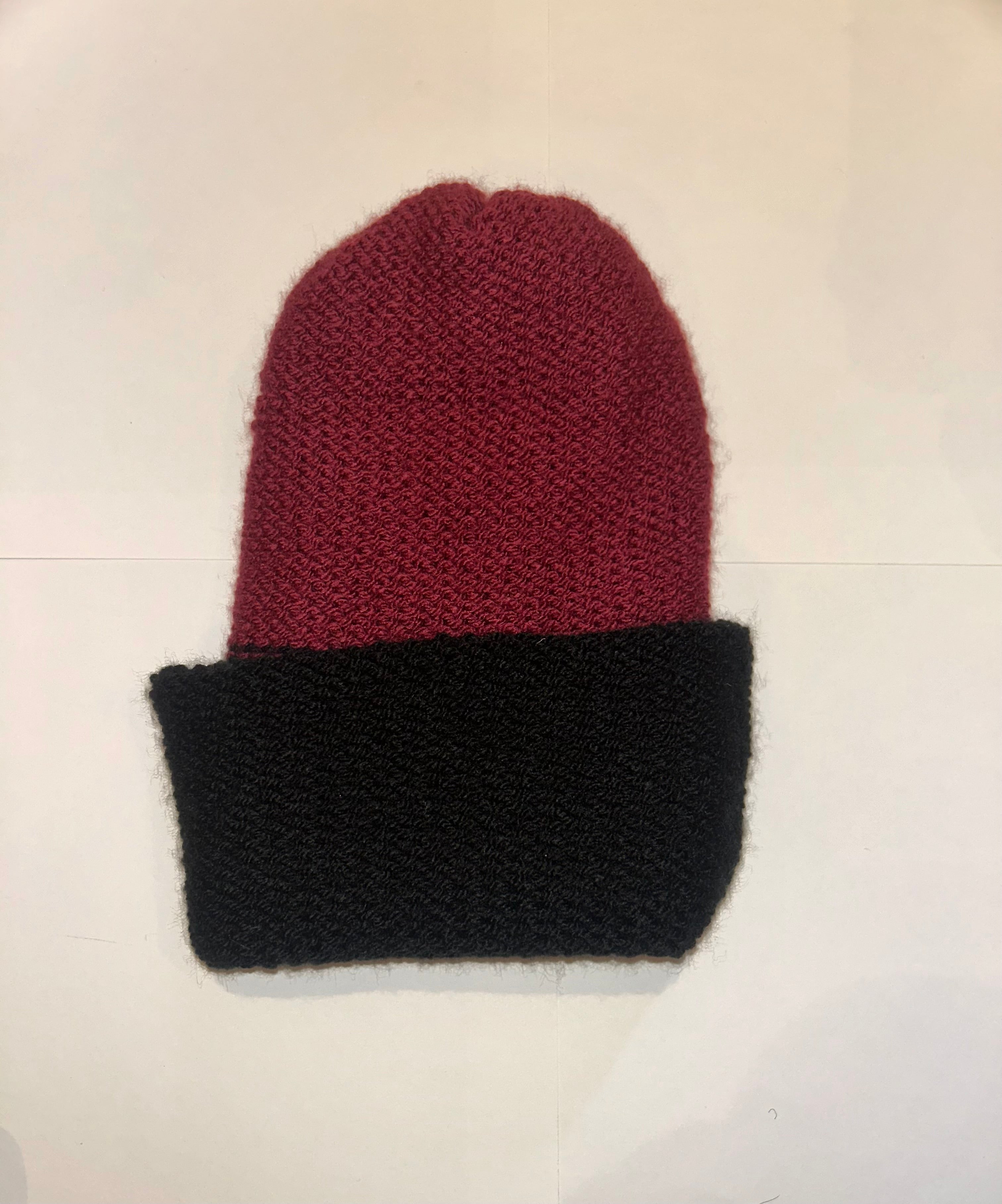 Handmade wooly Beanie Plum and Black
