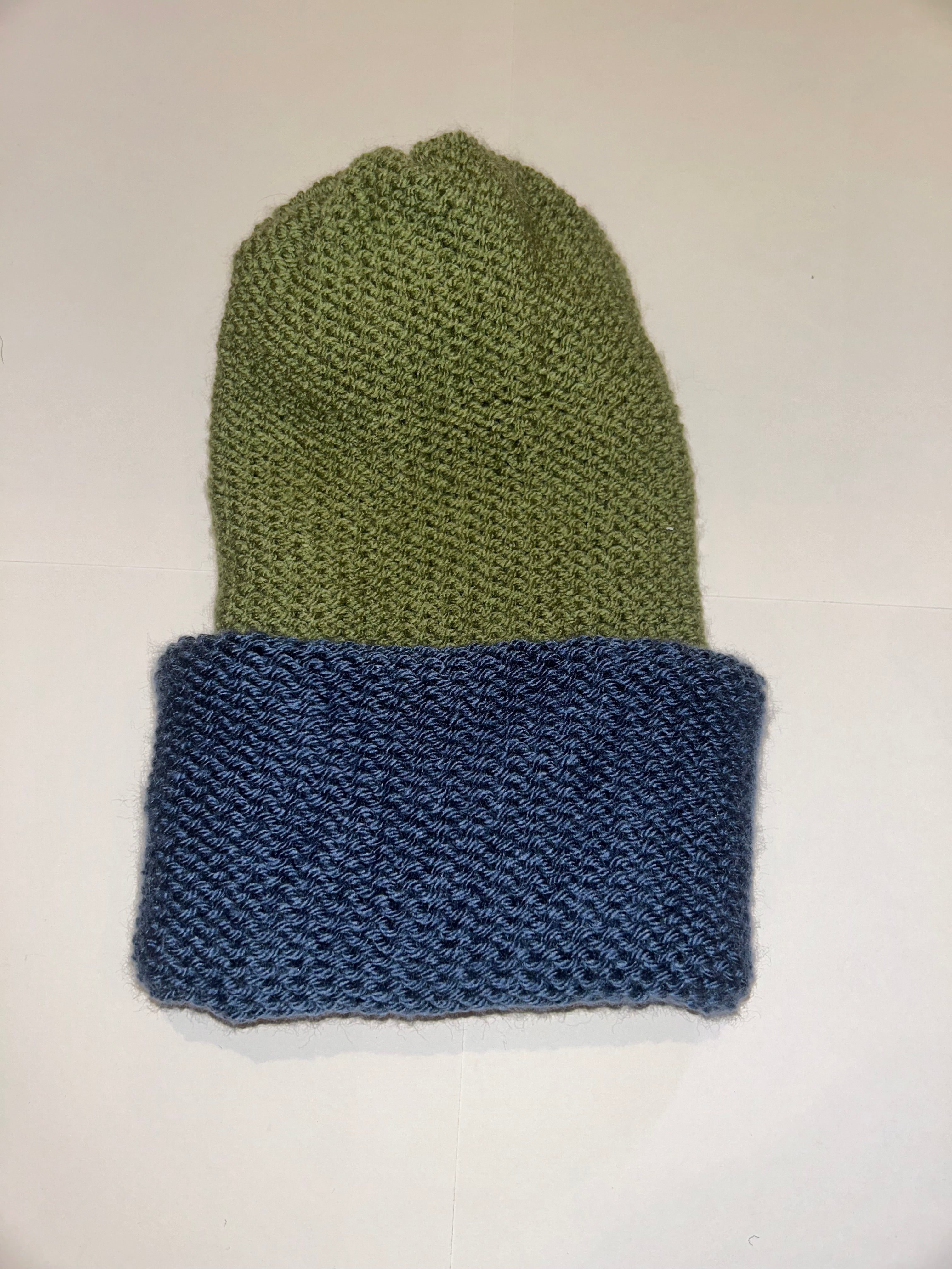 Handmade wooly Sage Green and Denim